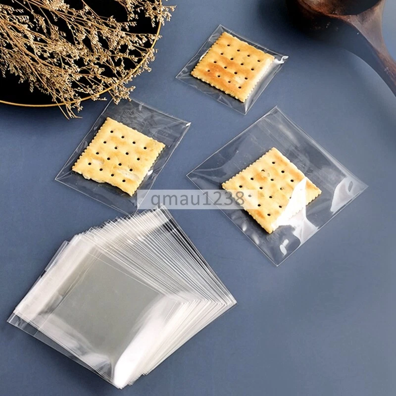100Pcs Clear Candy Bag Self Adhesive Cookie Sweet Biscuit Cellophane Gift Bags