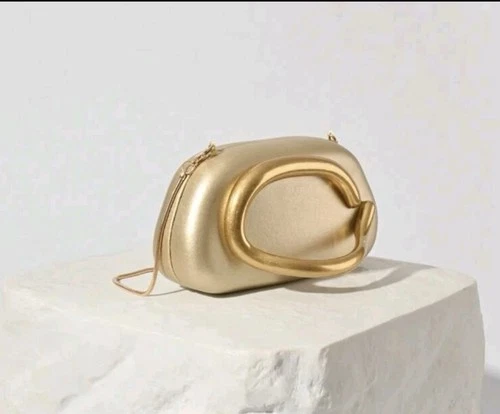 Gold Clutch Womens Ladies Shoulder Bag Ladies Faux Leather Handbag