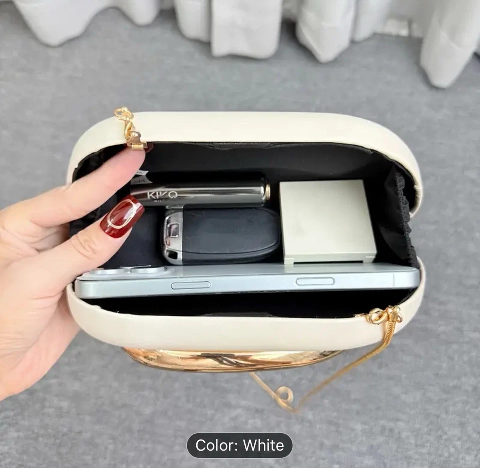 White Retro Clutch Womens Ladies Shoulder Bag Ladies Faux Leather Handbag