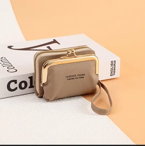 Women Elegant Wallet With Detachable Zipper Closure Purse Multi-compartment