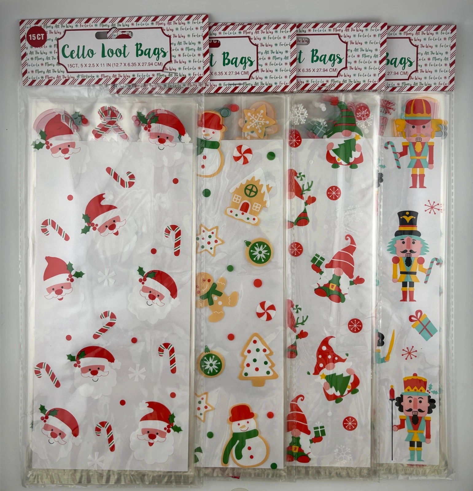 Christmas Holiday 60 Large Treat Twist Tie Goody Party Cookie Bags - 4 DESIGNS